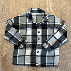 12th Tribe Plaid Button Down Shirt Black and White Size Small